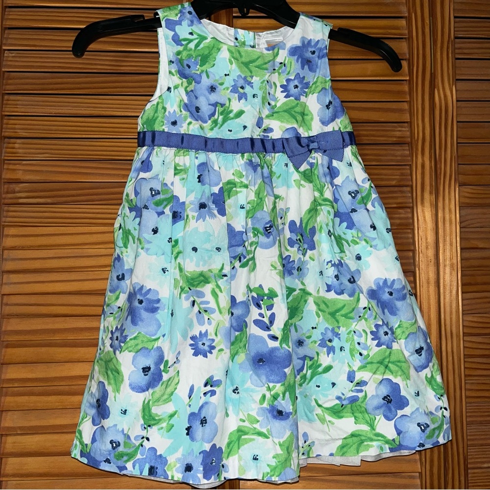 Gymboree Blue Floral Sleeveless Dress 4T